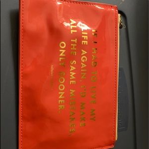 Used Kate Spade Pink Clutch With Quote.